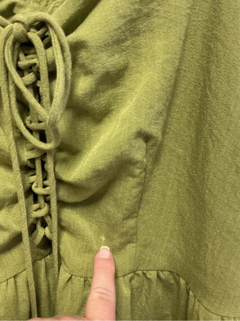 Scarlet Darkness XL Green Lace-Up Sleeveless Midi Dress Lined Renaissance read - Picture 3 of 10